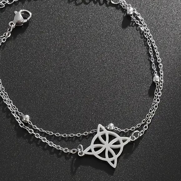 Silver Stainless Steel Witch Celtic Viking Cross Knot Fashion Bracelet NWOT - Picture 8 of 8